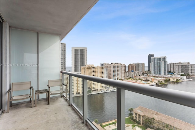 balcony with a water view