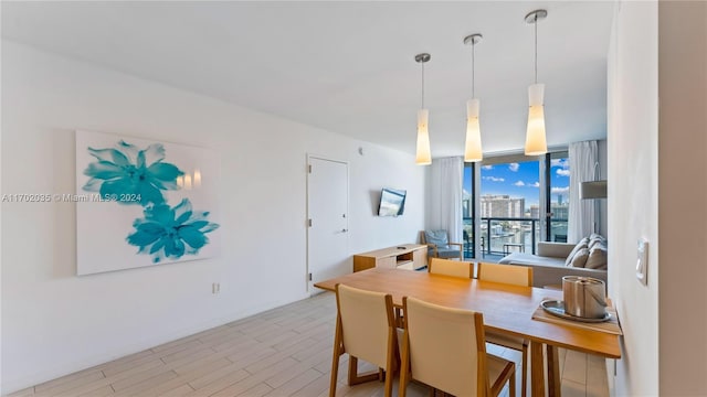 dining area with light hardwood / wood-style flooring