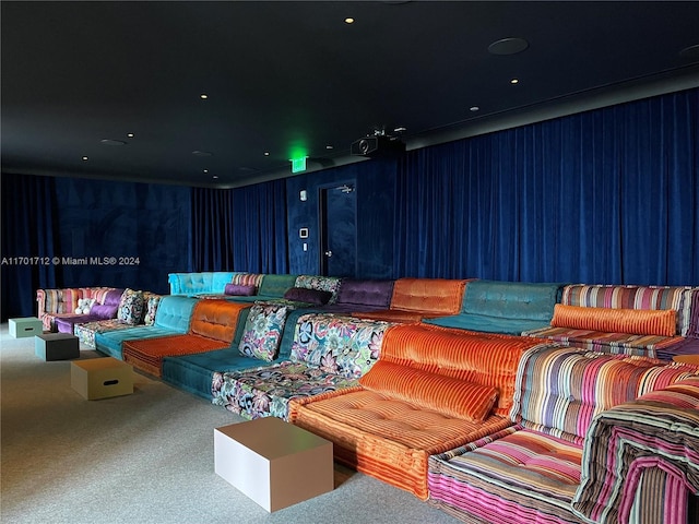 view of carpeted cinema room