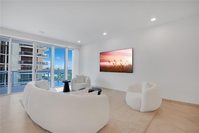 view of tiled living room