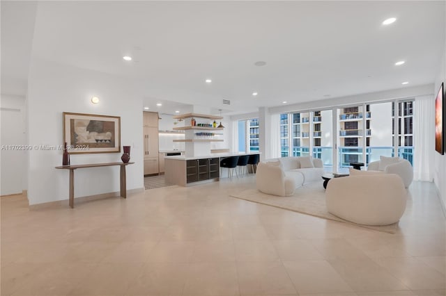 view of tiled living room