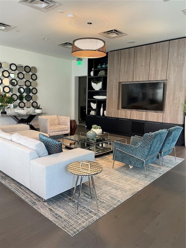 living room with hardwood / wood-style flooring