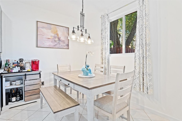 view of tiled dining space