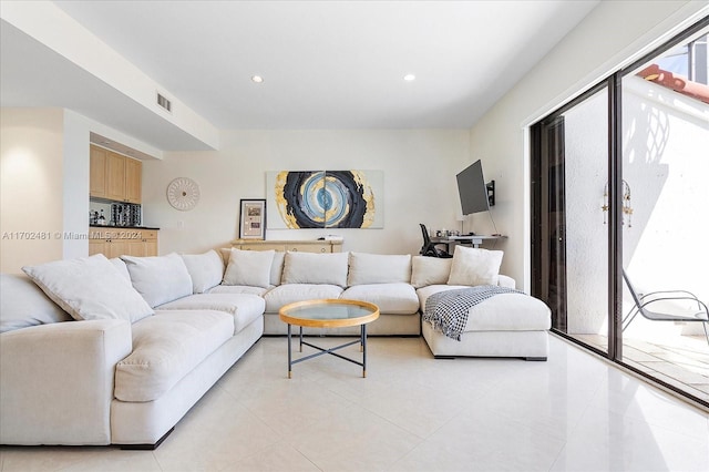 view of tiled living room