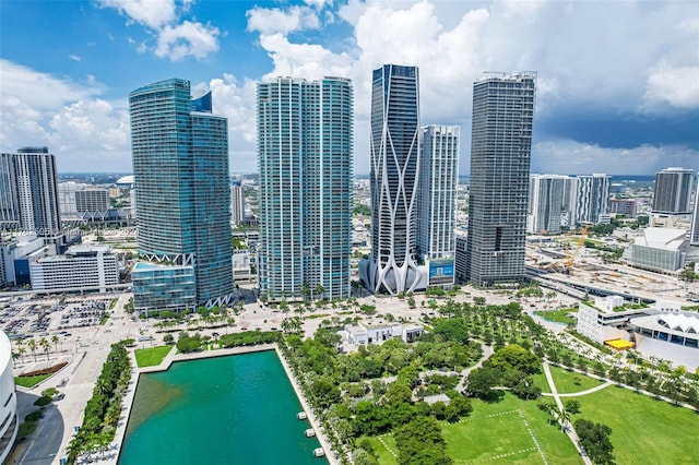 view of city with a water view