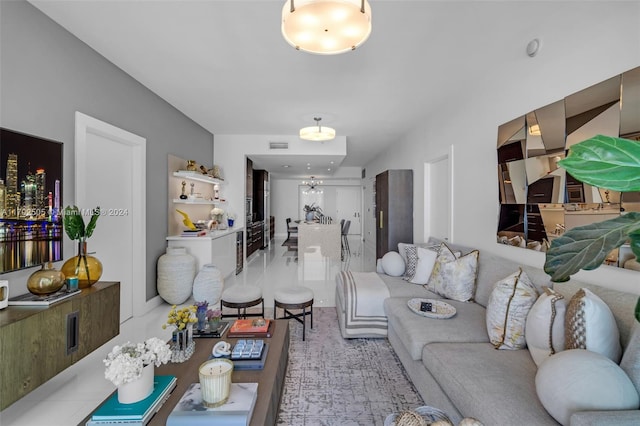 view of tiled living room