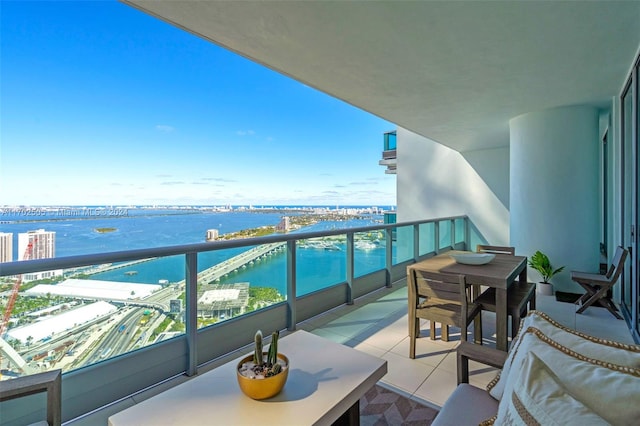 balcony with a water view