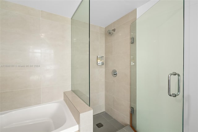 bathroom with plus walk in shower