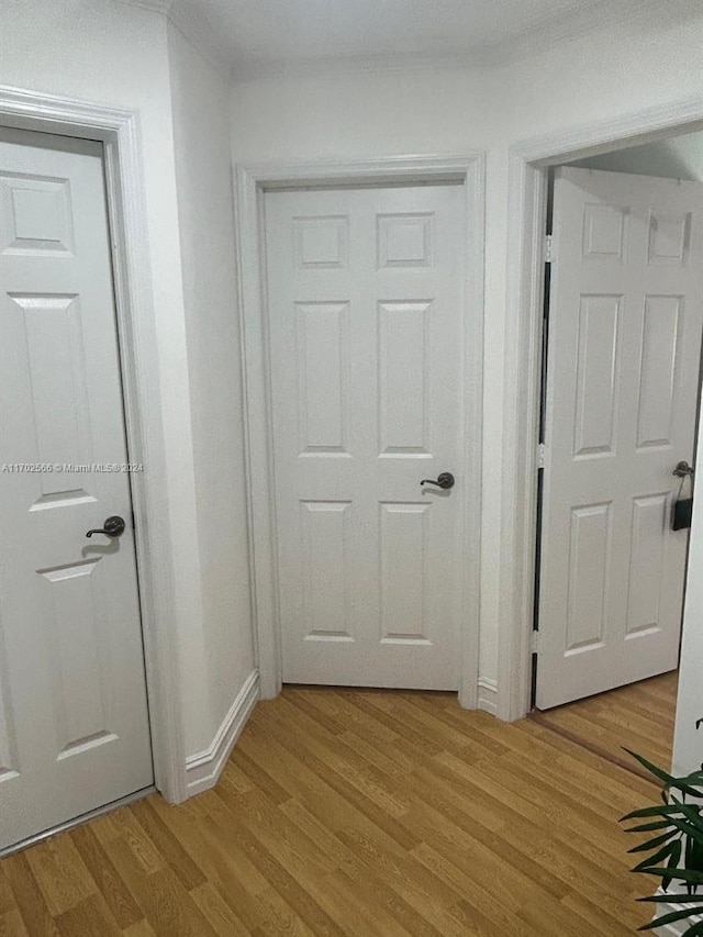 hallway featuring light wood-type flooring