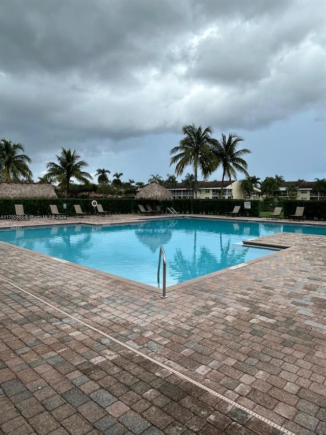 view of swimming pool featuring a patio