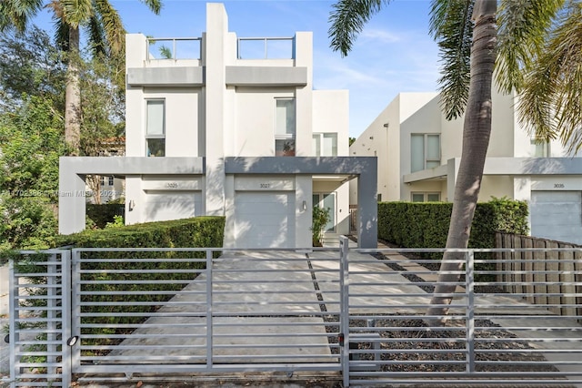 contemporary home featuring a garage