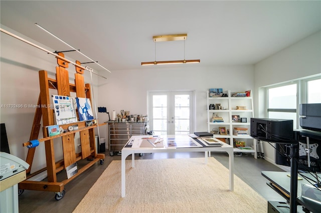 home office with french doors