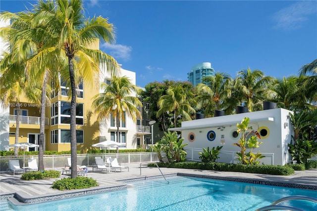 view of pool featuring a patio area