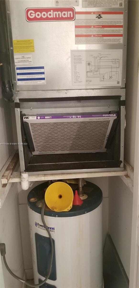 utility room featuring electric water heater