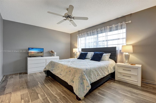 4451 NW 16th St Unit K204, Lauderhill, FL 33313 - bedroom with wood finished floors, a textured ceiling, ceiling fan, and baseboards