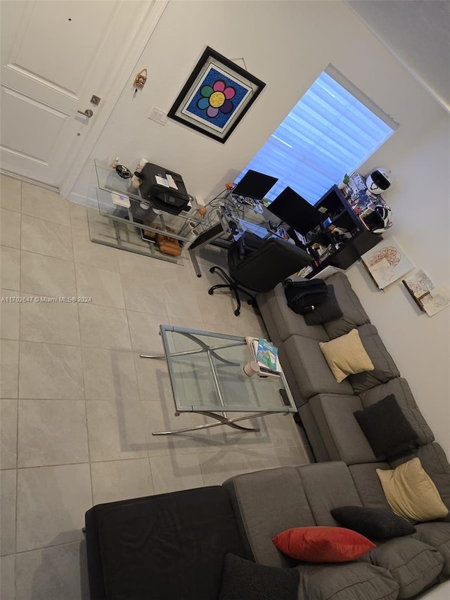 view of tiled living room