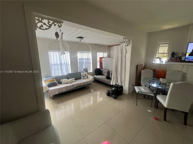 view of tiled living room