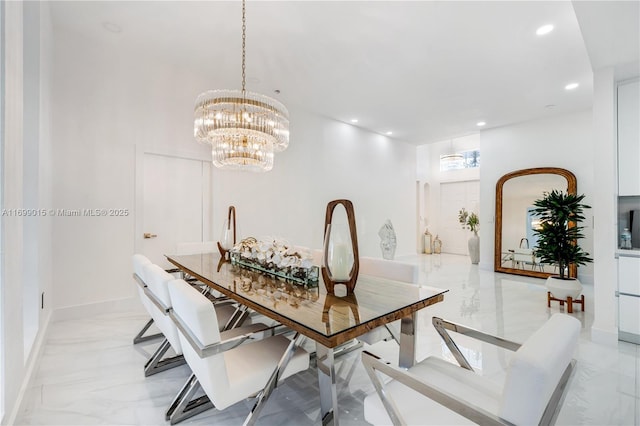 dining room featuring an inviting chandelier