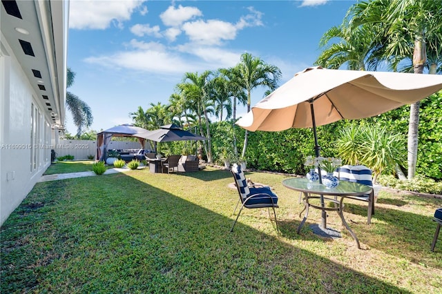 view of yard with a gazebo