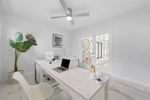 office featuring ceiling fan