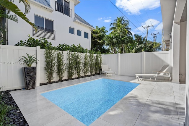 view of swimming pool with a patio