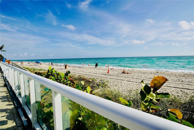 view of water feature featuring a view of the beach