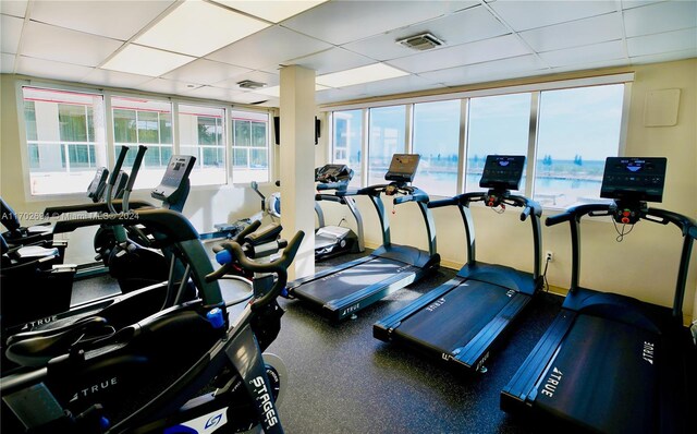 19201 Collins Ave Unit 726, Sunny Isles Beach, FL 33160 - gym featuring a drop ceiling