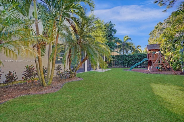 view of yard featuring a playground