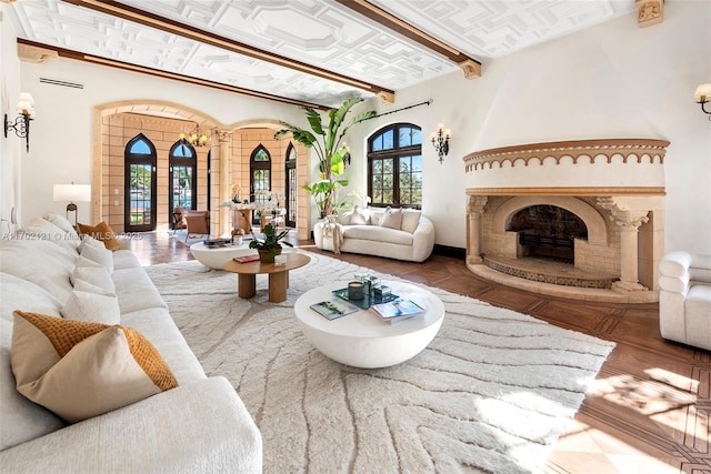 living room with french doors