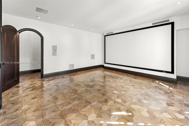 cinema with light parquet flooring