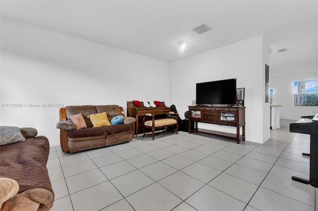 view of tiled living room