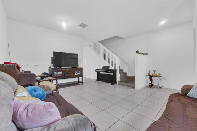 view of tiled living room