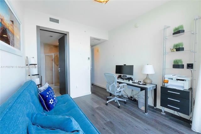 office featuring dark wood-type flooring