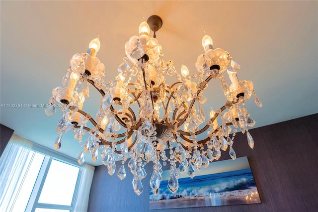 room details with an inviting chandelier