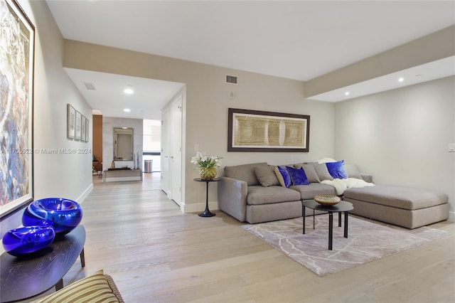 living room with light wood-type flooring