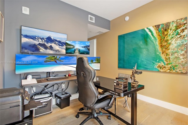 office area featuring light wood-type flooring