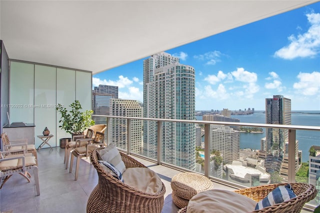 balcony with a water view