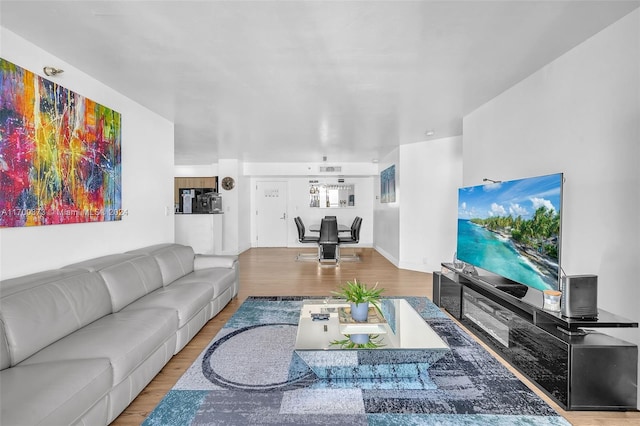 living room featuring light hardwood / wood-style floors