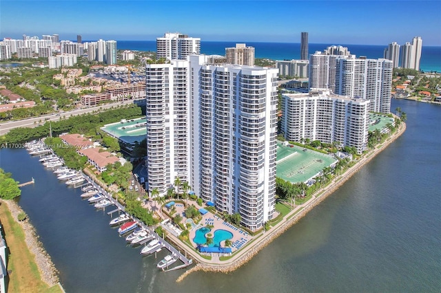 3530 Mystic Pointe Dr Unit 2907, Aventura, FL 33180 - view of urban area with a large body of water and a pool area