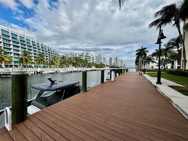 dock area featuring a water view