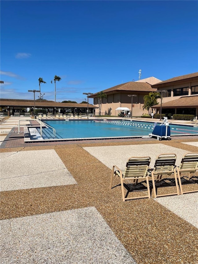 view of swimming pool featuring a patio