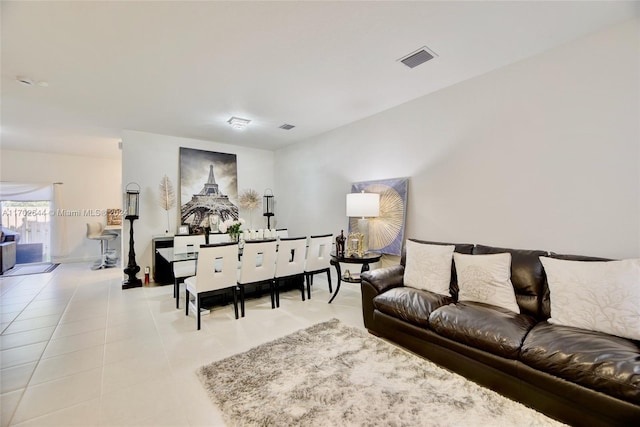 view of tiled living room