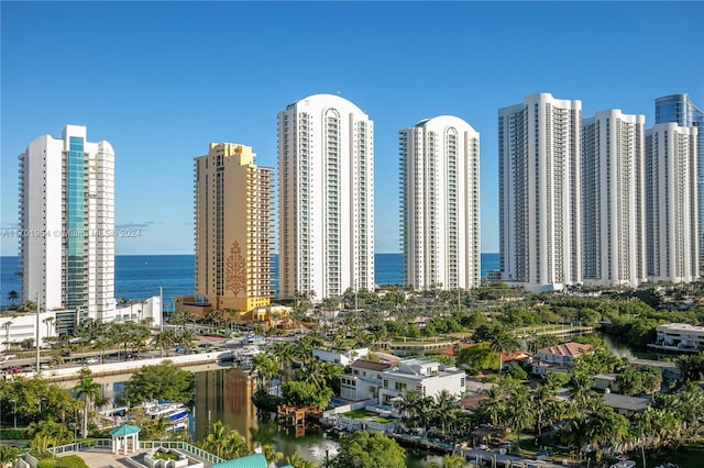 view of city featuring a water view