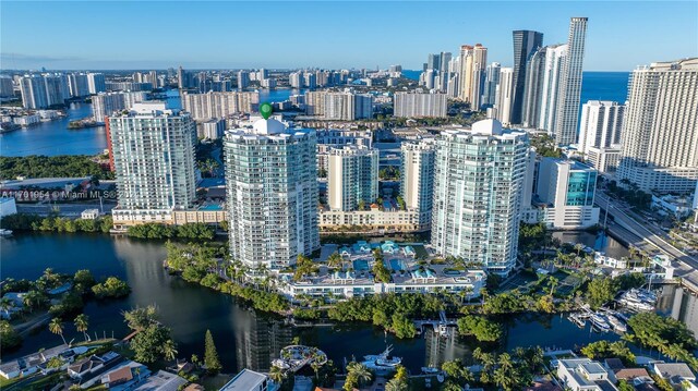16500 Collins Ave Unit 1451, Sunny Isles Beach, FL 33160 - drone / aerial view of a nearby body of water and skyline