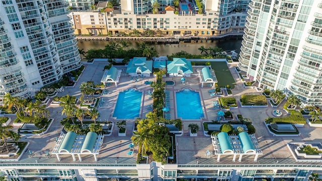 16500 Collins Ave Unit 1451, Sunny Isles Beach, FL 33160 - aerial view of a large body of water and a pool area