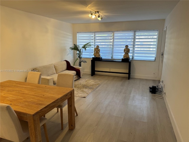 living room with light hardwood / wood-style flooring