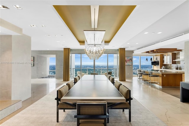 dining area with a notable chandelier