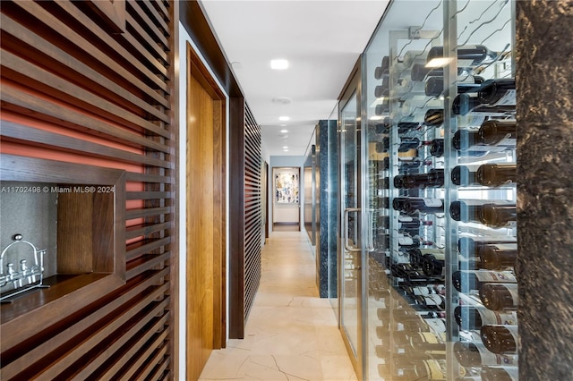 view of wine cellar