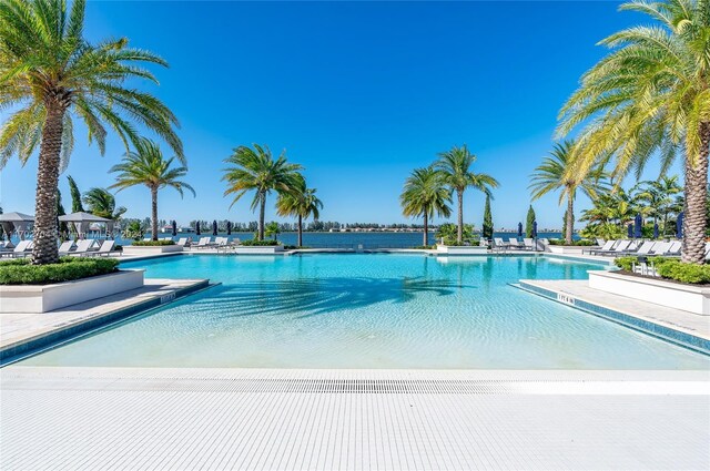 view of swimming pool featuring a patio