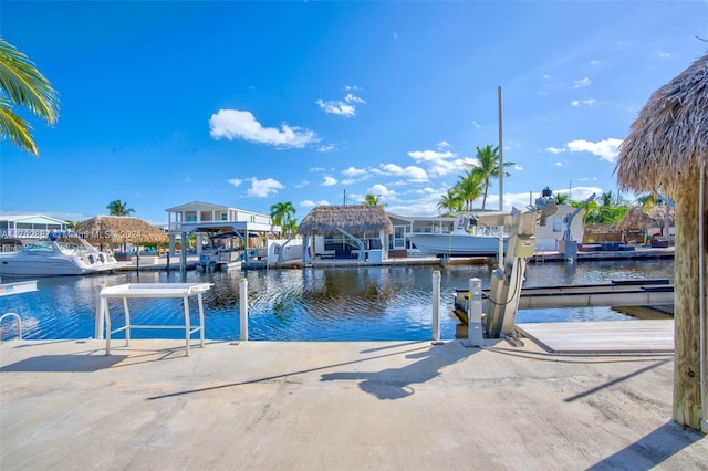 dock area featuring a water view